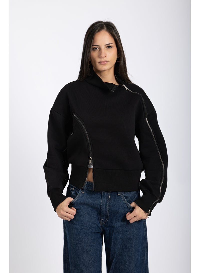 AMICI Double-zipper sweater Black - Image 4